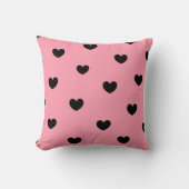 ピンクブラックキュートコージーロマンチックモダンシックハート クッション (正面)
