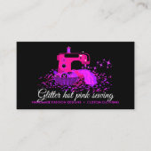 ピンクブラックキルト裁縫機械縫い合わせ仕立て 名刺 (正面)