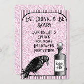ピンクブラッククロウレイヴンハロウィーン 招待状 (正面/裏面)