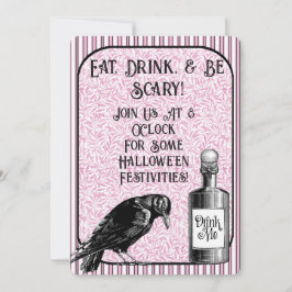 ピンクブラッククロウレイヴンハロウィーン 招待状