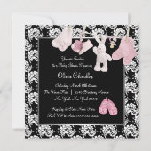 ピンクブラッククロースレインベビーガールシャワー 招待状 (裏面)