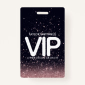 ピンクブラックグリッタートレンディーVIPラニヤードバッジカスタム バッジ (正面)