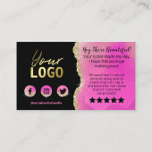 ピンクブラックグリッター金ゴールドエーゲイトフォイルありがとう 名刺 (裏面)