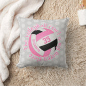 ピンクブラックグレーバレーボールコートは私の幸せな場所 クッション (ブランケット)