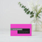 ピンクブラックグレーホワイト写真撮影名刺 名刺 (スタンド正面)