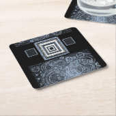 ピンクブラックコースター スクエアペーパーコースター (アングル)