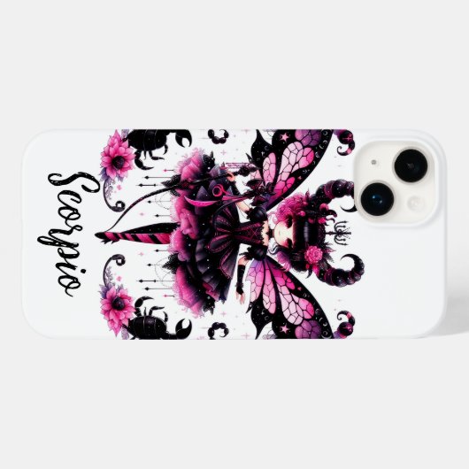 ピンクブラックゴシック妖精蠍座星占い〔占星術の〕十二宮図 Case-Mate iPhoneケース (裏面 (横))