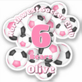 ピンクブラックサッカーボールの団体名 シール (正面)