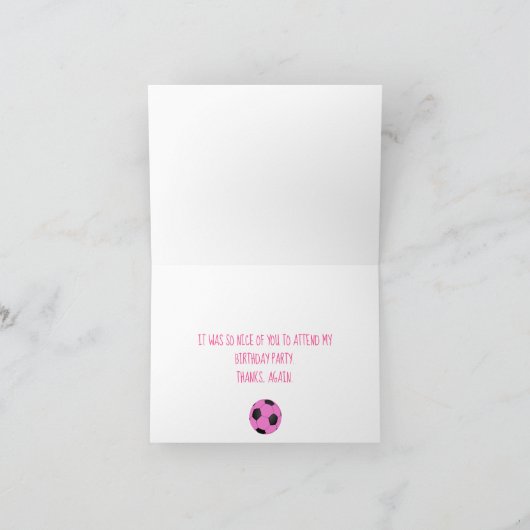 ピンクブラックサッカーボールギニアピグ横型 サンキューカード (内部)