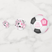 ピンクブラックサッカーボール吹き出し誕生日パーティー コンフェッティ (正面)