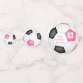 ピンクブラックサッカーボール吹き出し誕生日パーティー コンフェッティ (裏面)