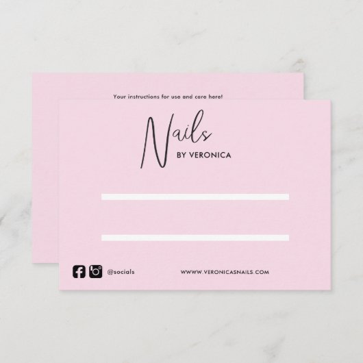 ピンクブラックシック押し付けオン爪、 ネイルディスプレイカード サンキューカード (正面/裏面)