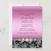 ピンクブラックシューズ&スノーフレークガールベビーシャワー 招待状 (裏面)