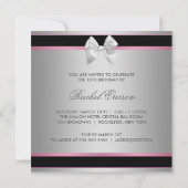 ピンクブラックシルバーエレガントSweet sixteen 招待状 (裏面)