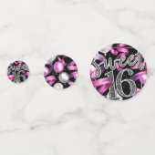 ピンクブラックシルバーグリッタースウィート16バースデーパーティー コンフェッティ (正面)