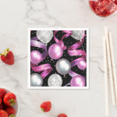 ピンクブラックシルバーグリッタースウィート16バースデーパーティー スタンダードカクテルナプキン (インサイチュ)