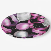 ピンクブラックシルバーグリッタースウィート16バースデーパーティー ペーパープレート (アングル)