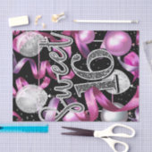 ピンクブラックシルバーグリッタースウィート16バースデーパーティー 薄葉紙 (クラフト)