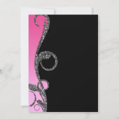 ピンクブラックシルバーグリッタースワールスウィート16パーティー 招待状 (裏面)