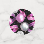 ピンクブラックシルバーグリッター誕生日パーティー コンフェッティ (スモール正面)