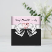 ピンクブラックスウィート16誕生日パーティー 招待状 (スタンド正面)