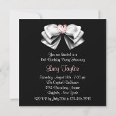 ピンクブラックスウィート16誕生日パーティー 招待状 (裏面)