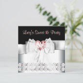 ピンクブラックスウィート16誕生日パーティー 招待状 (スタンド正面)