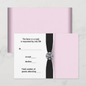 ピンクブラックスウィート16誕生日パーティーRSVP 出欠カード (正面/裏面)