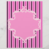 ピンクブラックストライプのスクロールフレームスクラップブック紙 (正面)