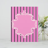 ピンクブラックストライプのスクロールフレームスクラップブック紙 (スタンド正面)