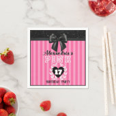 ピンクブラックストライプ誕生日ガーリー/パジャマパーティー スタンダードカクテルナプキン (インサイチュ)