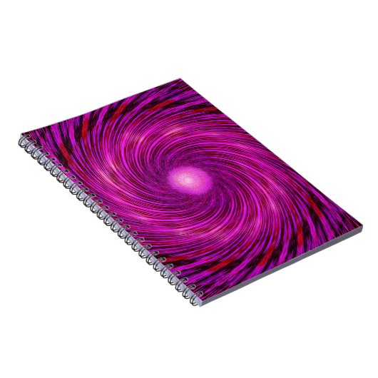ピンクブラックスパイラルウェーブ万華鏡のように千変万化するパターンアート ノートブック (右側)
