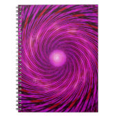 ピンクブラックスパイラルウェーブ万華鏡のように千変万化するパターンアート ノートブック (正面)