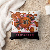 ピンクブラックスポーツルームガールズバスケットボール クッション (ブランケット)