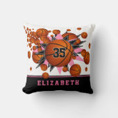 ピンクブラックスポーツルームガールズバスケットボール クッション (正面)