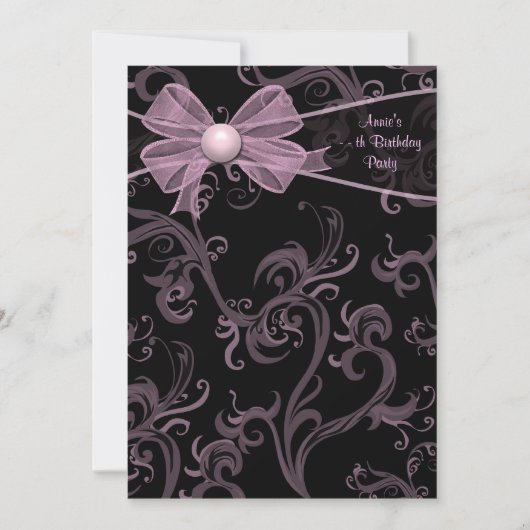 ピンクブラックスワールズバースデーパーティー 招待状 (正面)