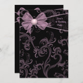 ピンクブラックスワールズバースデーパーティー 招待状 (正面/裏面)