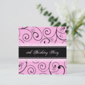 ピンクブラックスワール18バースデーパーティ招待状 招待状 (スタンド正面)