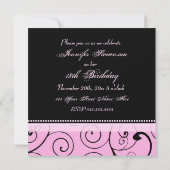 ピンクブラックスワール18バースデーパーティ招待状 招待状 (裏面)