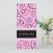 ピンクブラックスワール18バースデーパーティ招待状 招待状 (スタンド正面)