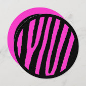 ピンクブラックゼブラスウィート16円パーティの招待状 招待状 (正面/裏面)