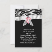 ピンクブラックゼブラスウィート16誕生日パーティーRSVP 出欠カード (裏面)