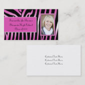 ピンクブラックゼブラ卒業ハンドアウト コーリングカード (正面/裏面)