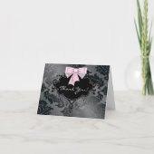 ピンクブラックダマスクサンキューカード サンキューカード (正面)
