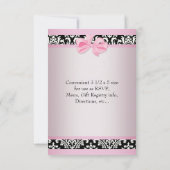 ピンクブラックダマスクシューズベビーガールシャワーRSVP 招待状 (裏面)