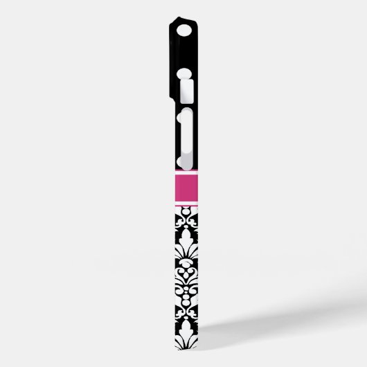 ピンクブラックダマスク水玉模様パターンモノグラム Case-Mate iPhoneケース (裏面 / 左)