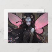 ピンクブラックダークフェアリーファンタジーアート ポストカード (正面/裏面)