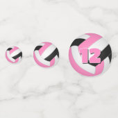 ピンクブラックチームカラーガールズバレーボールパーティー コンフェッティ (正面)