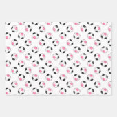 ピンクブラックチームカラーズサッカー3 pcバラエティ ラッピングペーパーシート (正面3)