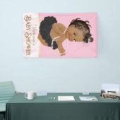 ピンクブラックツチュパールエスニックガールベビーシャワー 横断幕 (トレードショー)